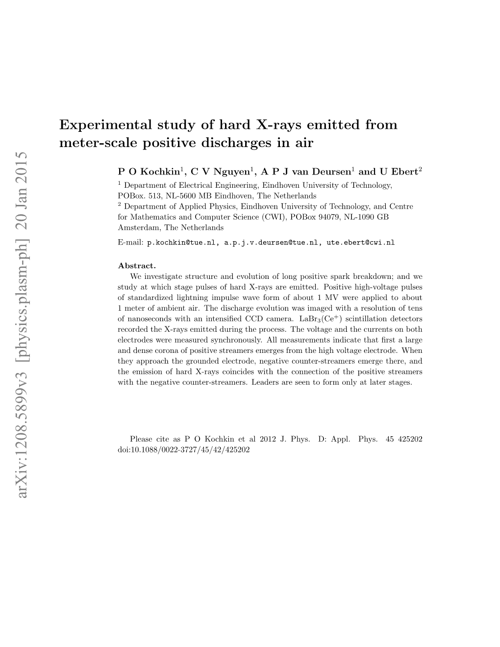 Experimental Study of Hard X-Rays Emitted from Meter-Scale Positive Discharges in Air