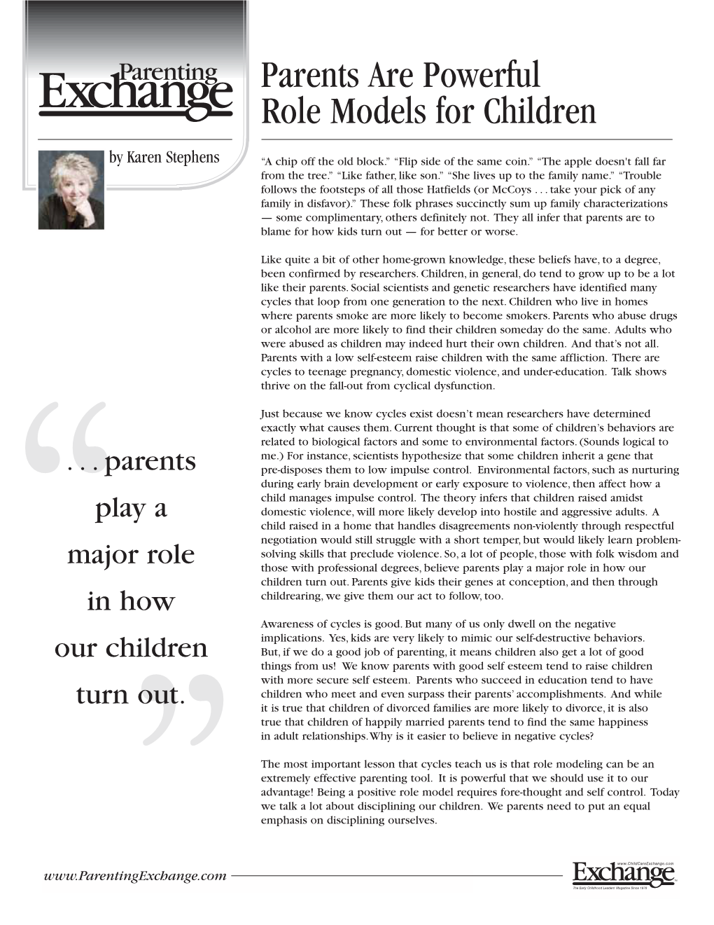 Parents Are Powerful Role Models for Children