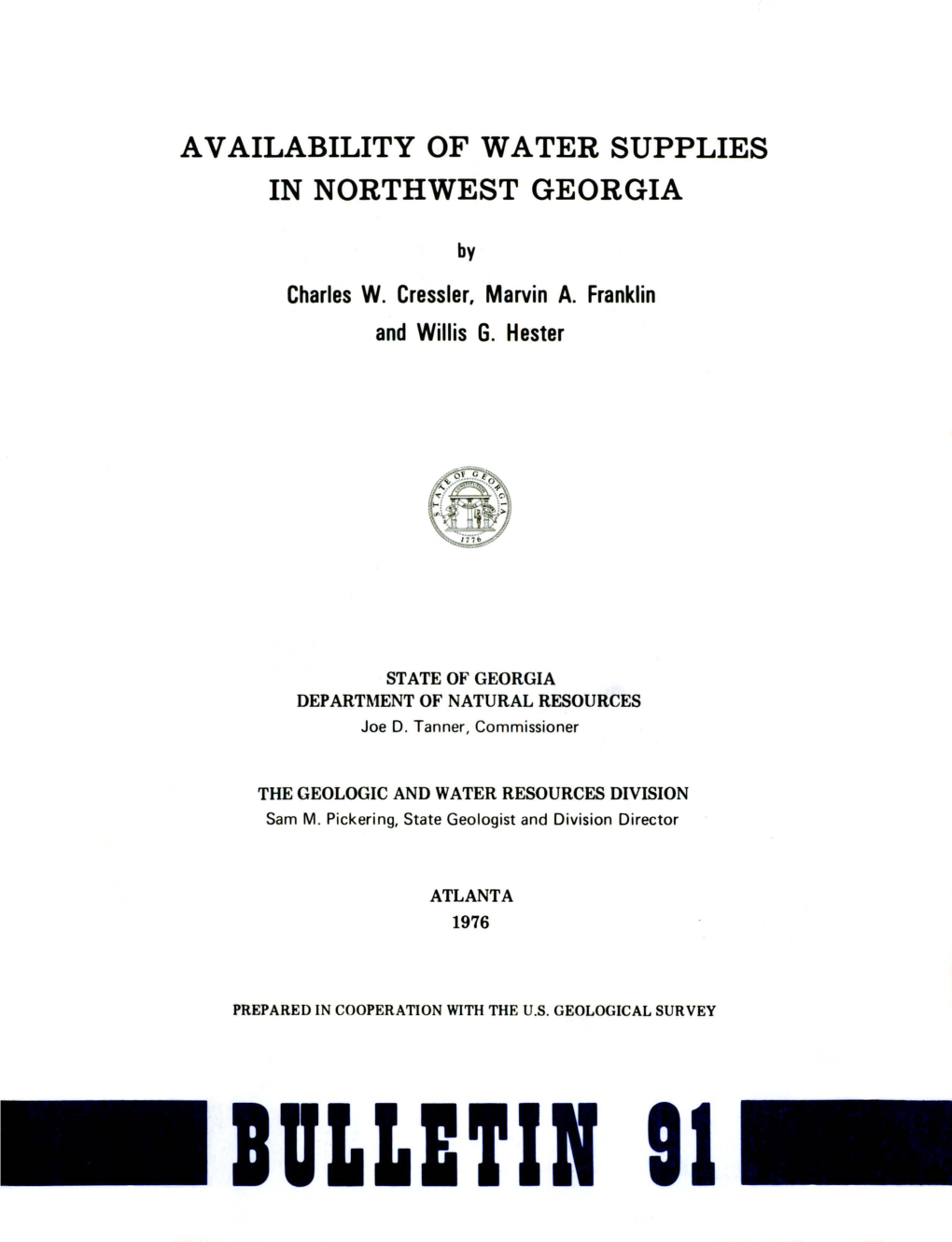 Availability of Water Supplies in Northwest Georgia
