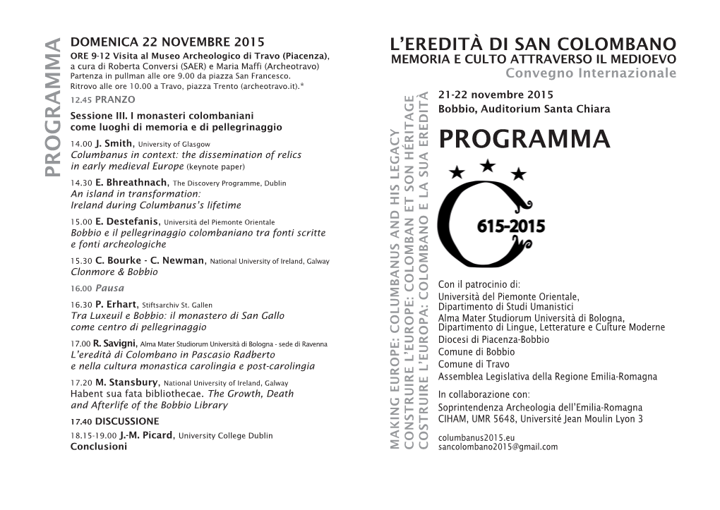 PROGRAMMA Dépliant CONVEGNO BOBBIO 2015.Indd