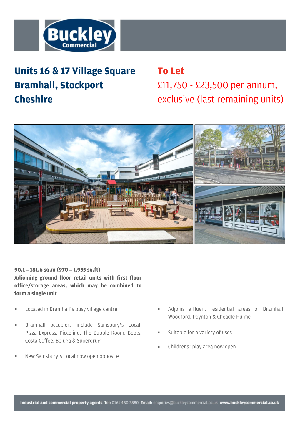 Units 16 & 17 Village Square Bramhall, Stockport Cheshire to Let £11750