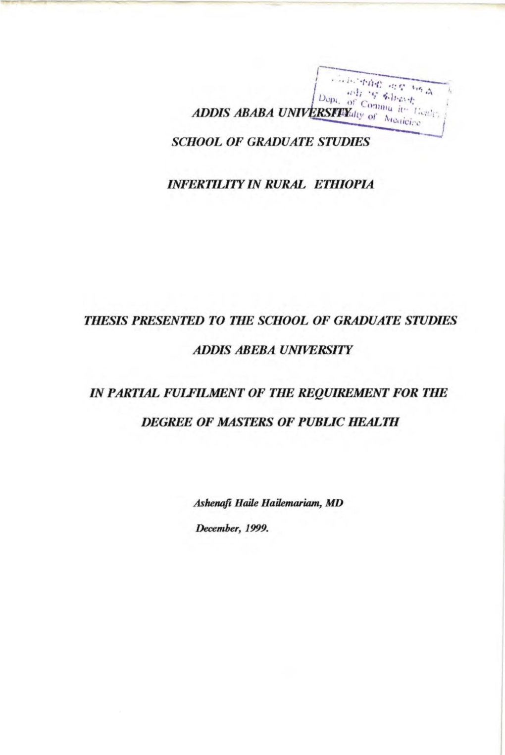 Fig.4. the Prevalence of Infertility in Butajira, Ethiopia, 1999