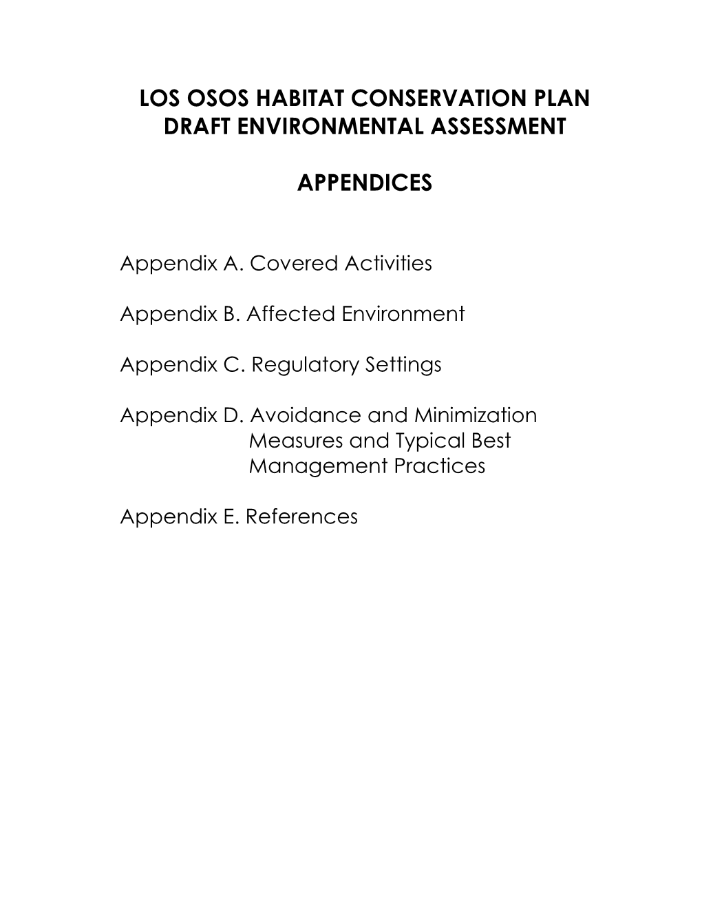 Los Osos Habitat Conservation Plan Draft Environmental Assessment