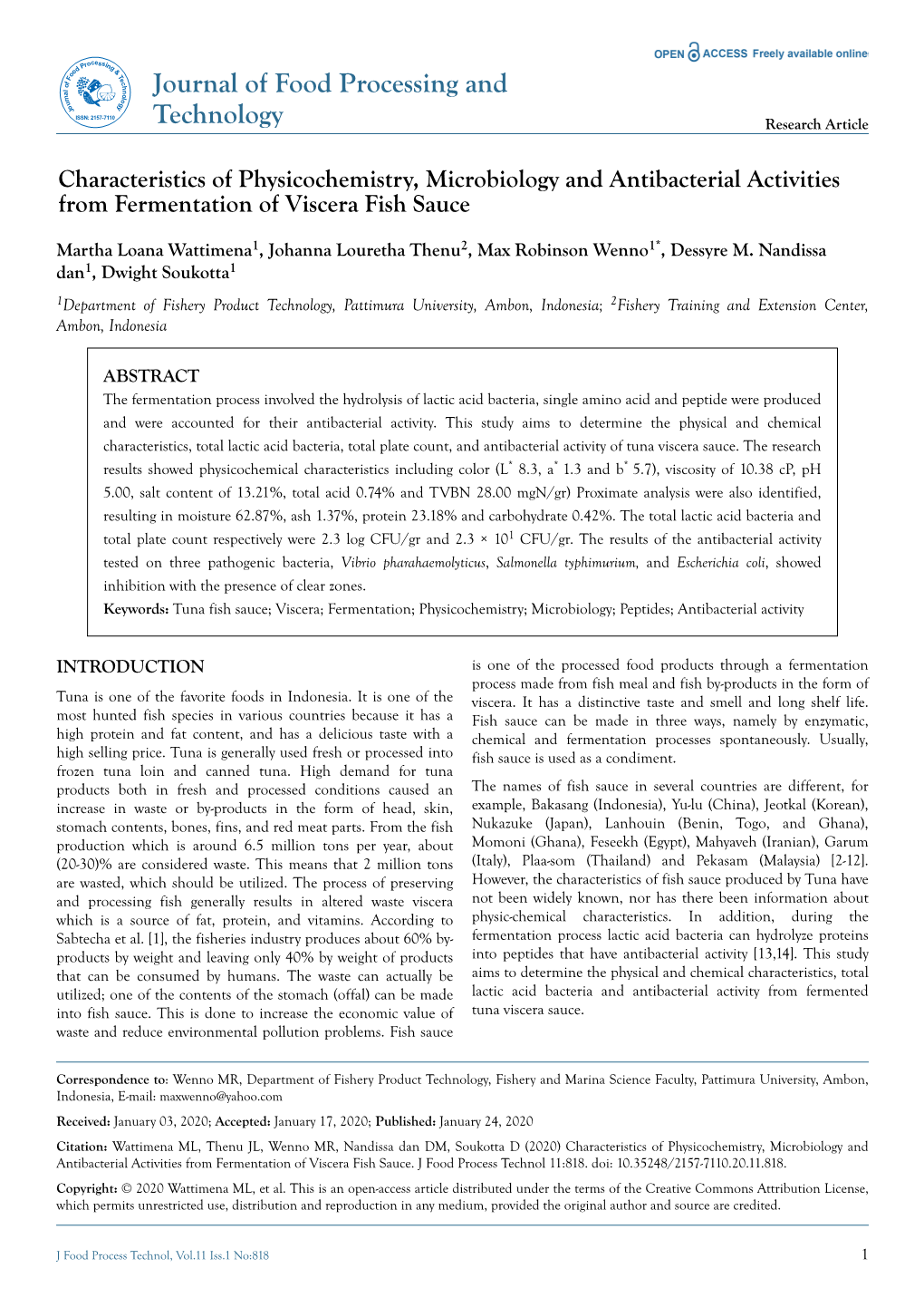 Physico-Chemical and Microbial Characteristics and Antibacterial