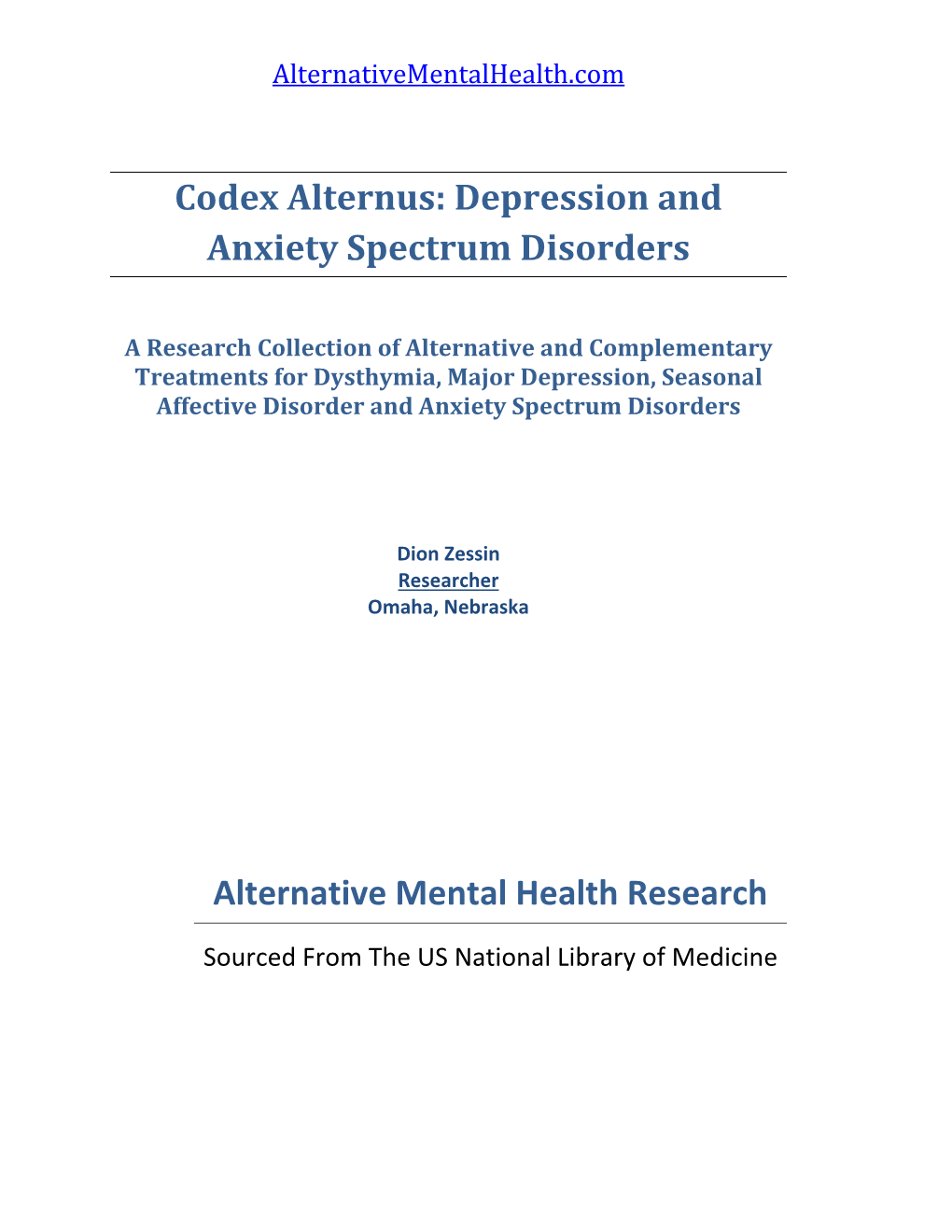 Depression and Anxiety Spectrum Disorders