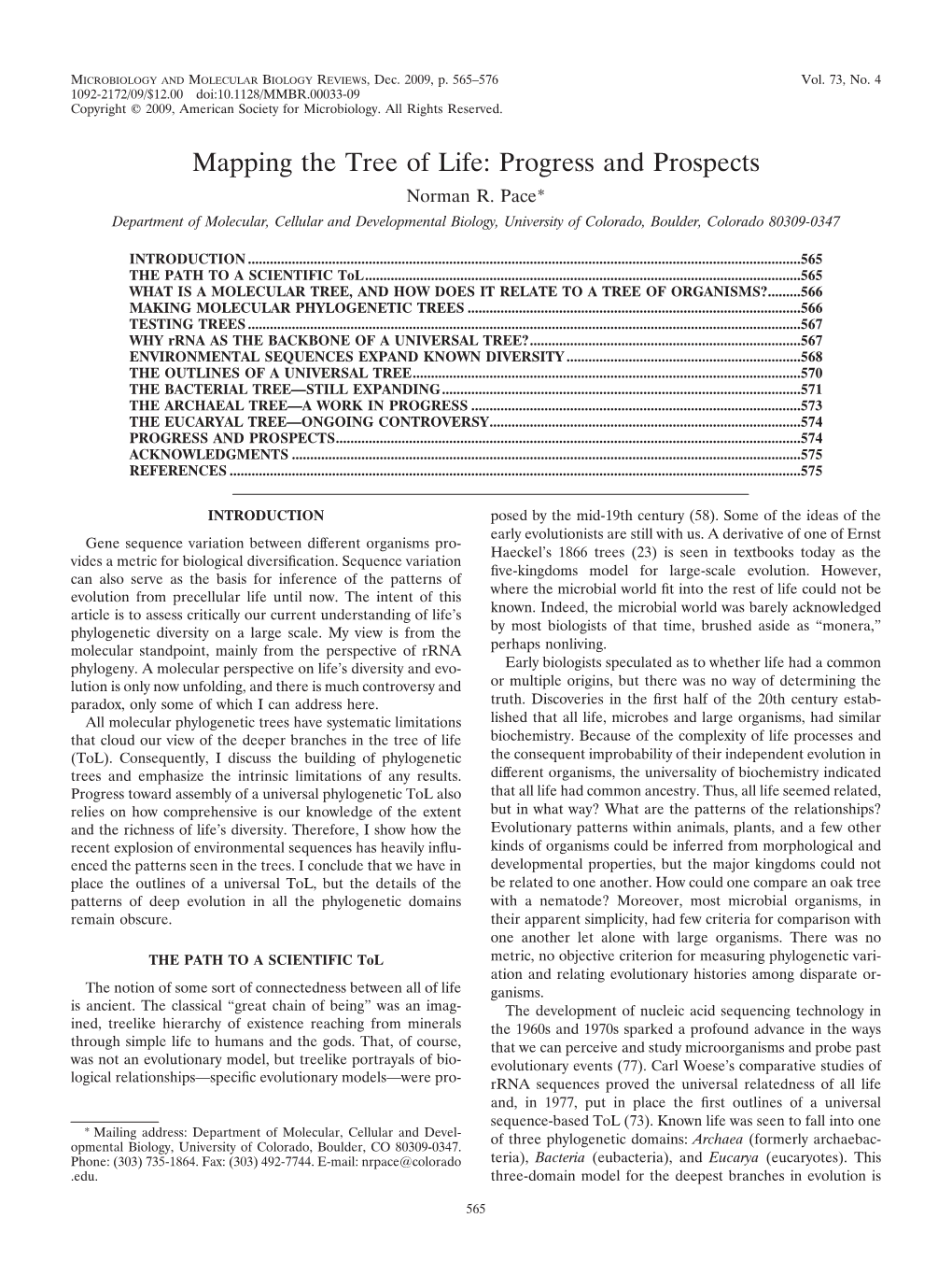 Microbiology and Molecular Biology Reviews 2009 Pace-1