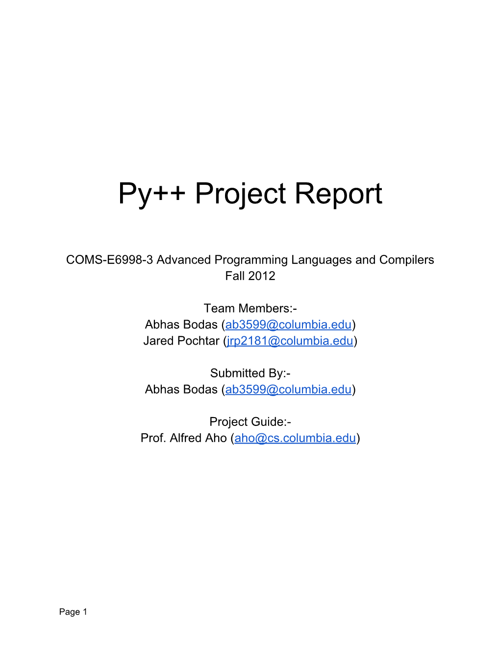 Py++ Project Report