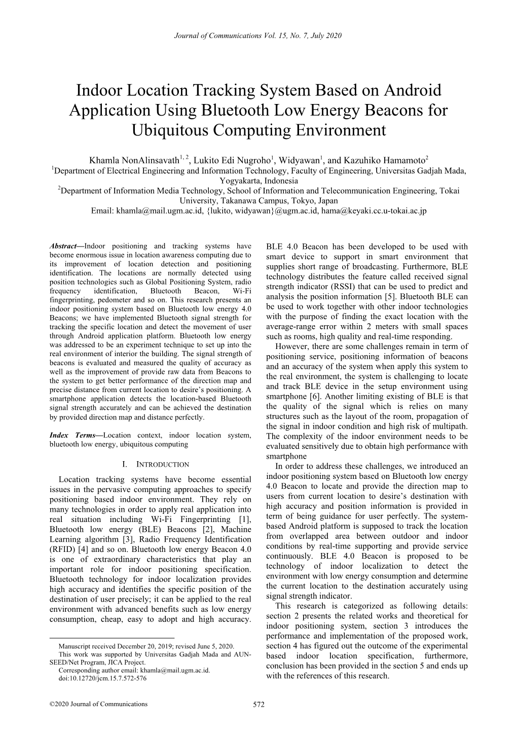 Indoor Location Tracking System Based on Android Application Using Bluetooth Low Energy Beacons for Ubiquitous Computing Environment