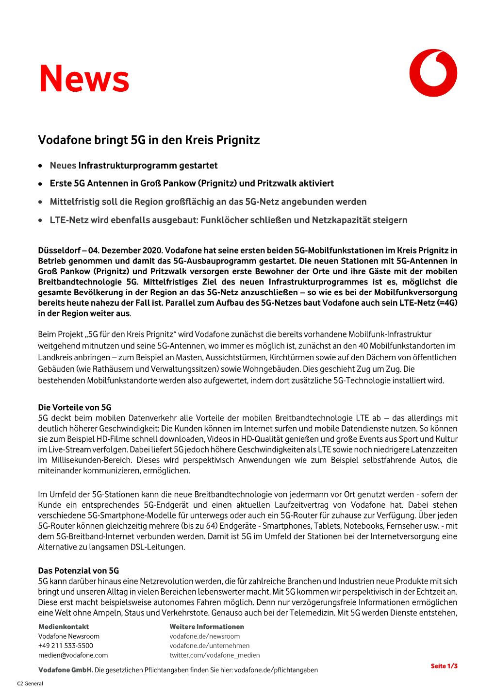 Vodafone Bringt 5G in Den Kreis Prignitz