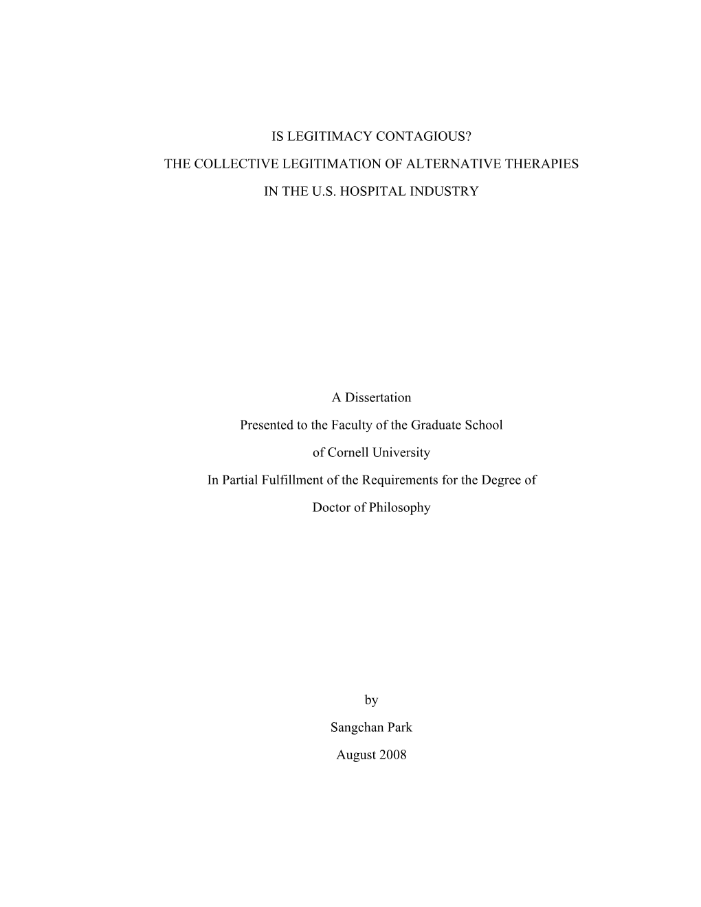 Is Legitimacy Contagious? the Collective Legitimation of Alternative Therapies in the U.S