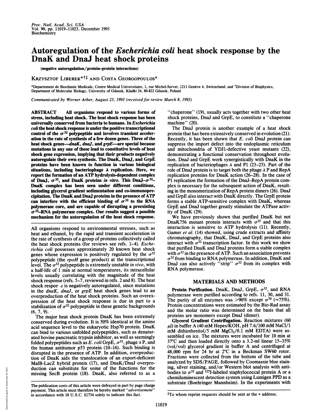 Autoregulation of the Escherichia Coli Heat Shock Response By