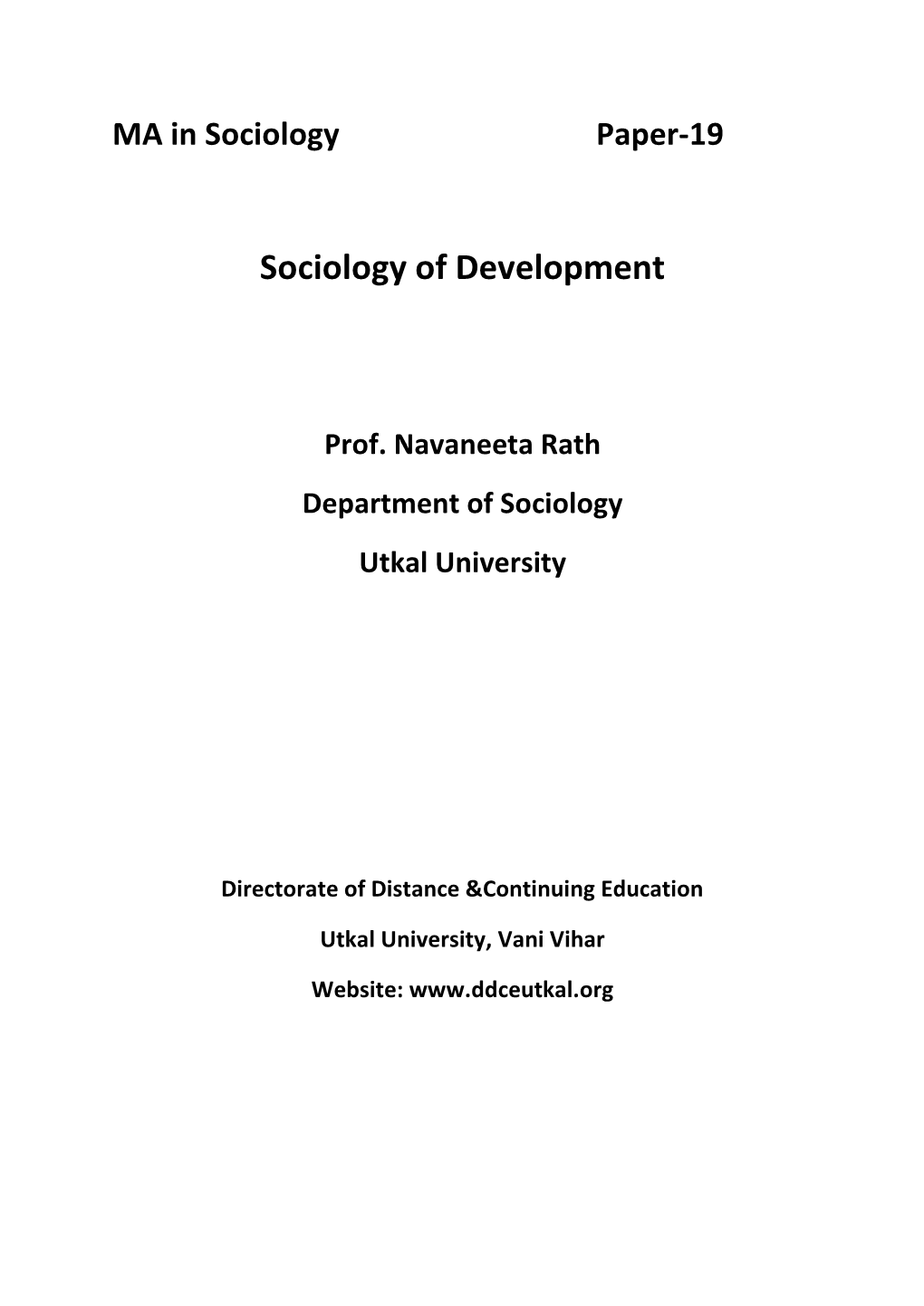 Paper-19 Sociology of Development