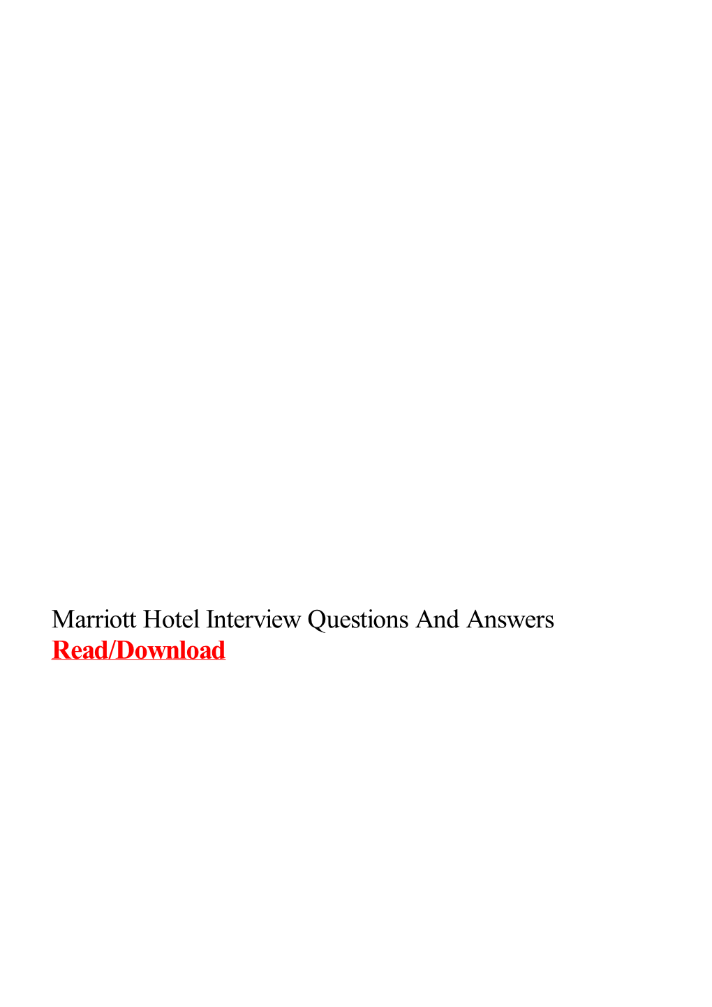 Marriott Hotel Interview Questions and Answers