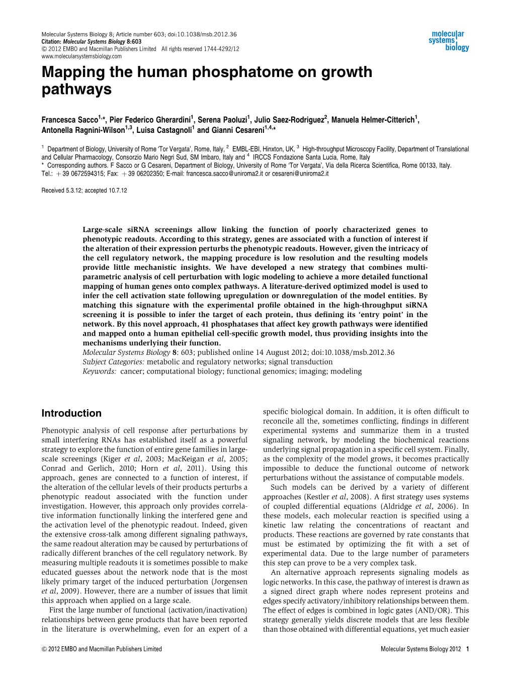 Mapping the Human Phosphatome on Growth Pathways