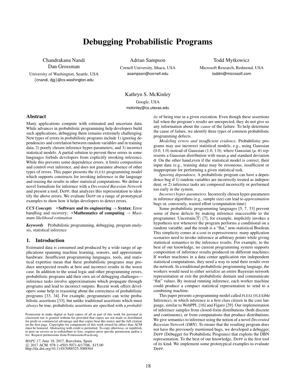 Debugging Probabilistic Programs