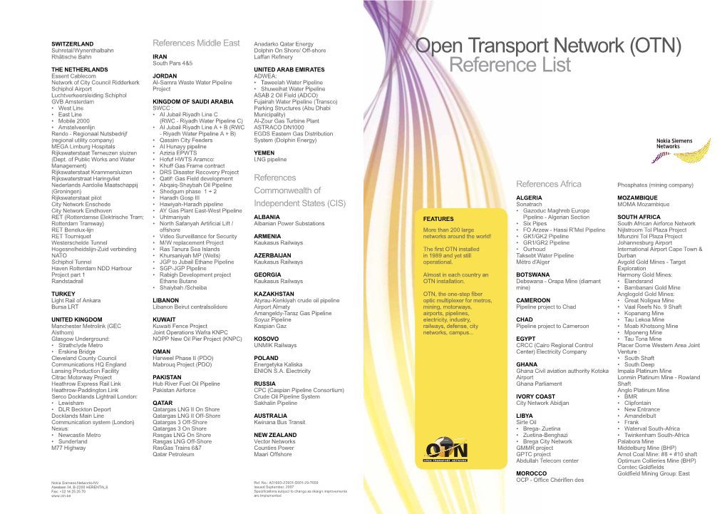 Open Transport Network (OTN) Reference List