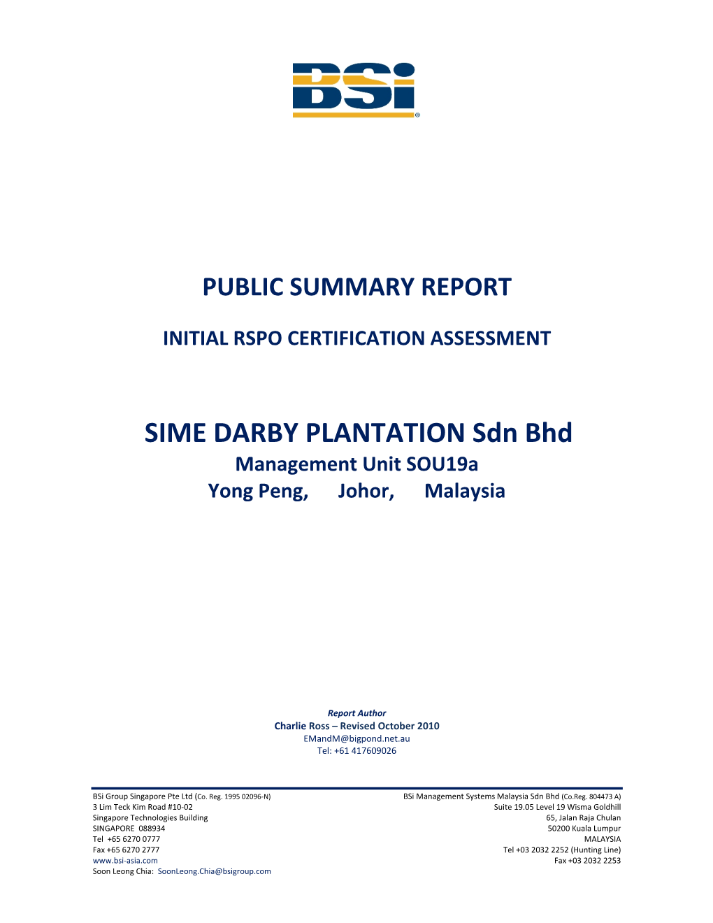 Initial Rspo Certification Assessment