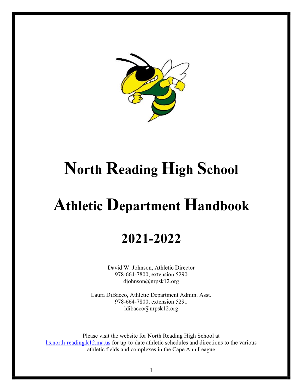 North Reading High School Athletic Department Handbook