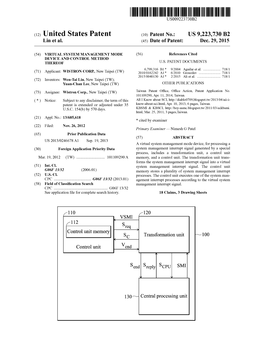 (12) United States Patent (10) Patent No.: US 9.223,730 B2 Lin Et Al