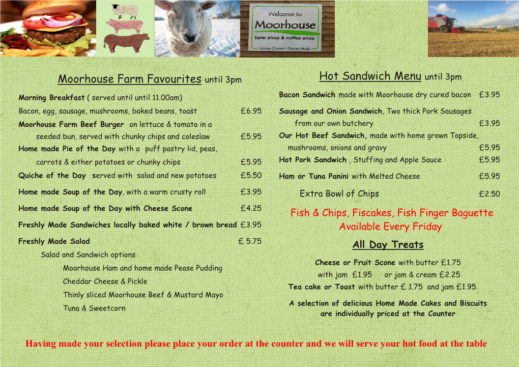 Hot Sandwich Menu Until 3Pm