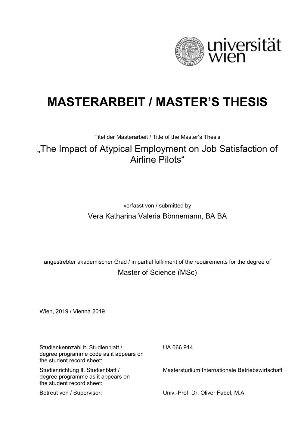 Masterarbeit / Master's Thesis