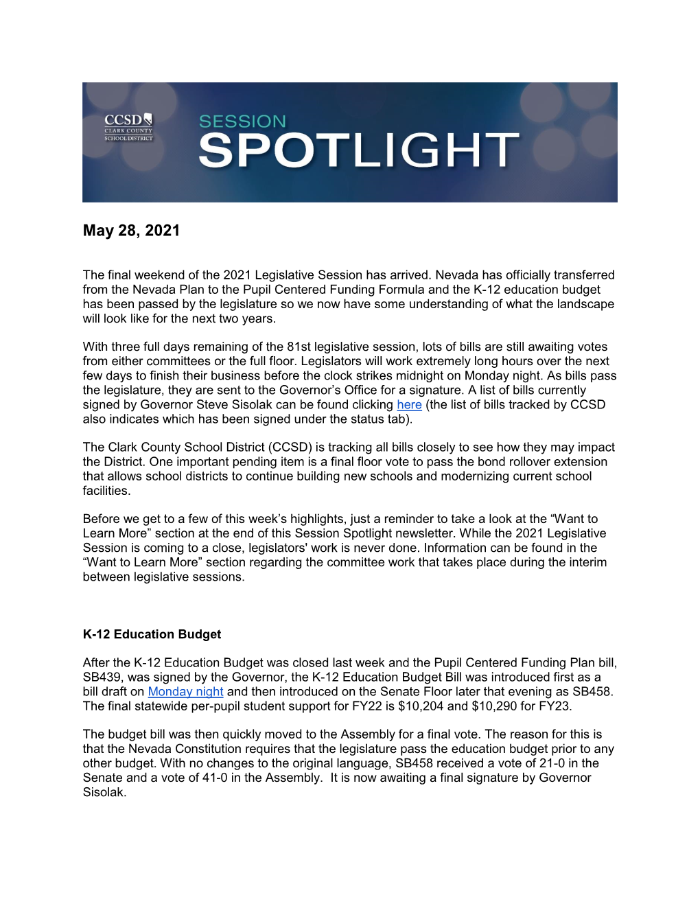 Session Spotlight Newsletter May 28, 2021