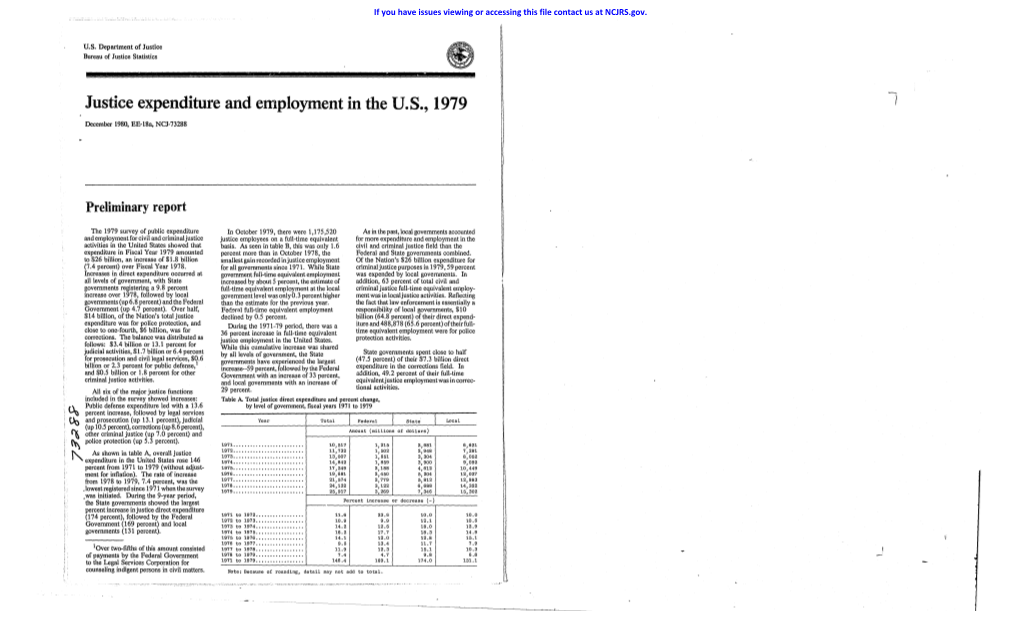 Justice Expenditure and Employment in the U.S., 1979 II 1 T December 1980, BB-18A, NCJ-73288 R I I ~ I !