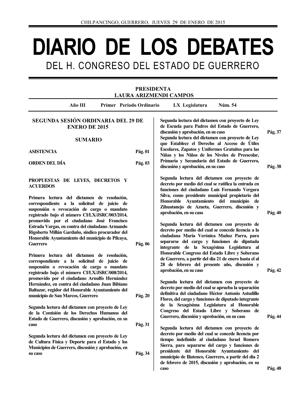 Diario De Los Debates Del H