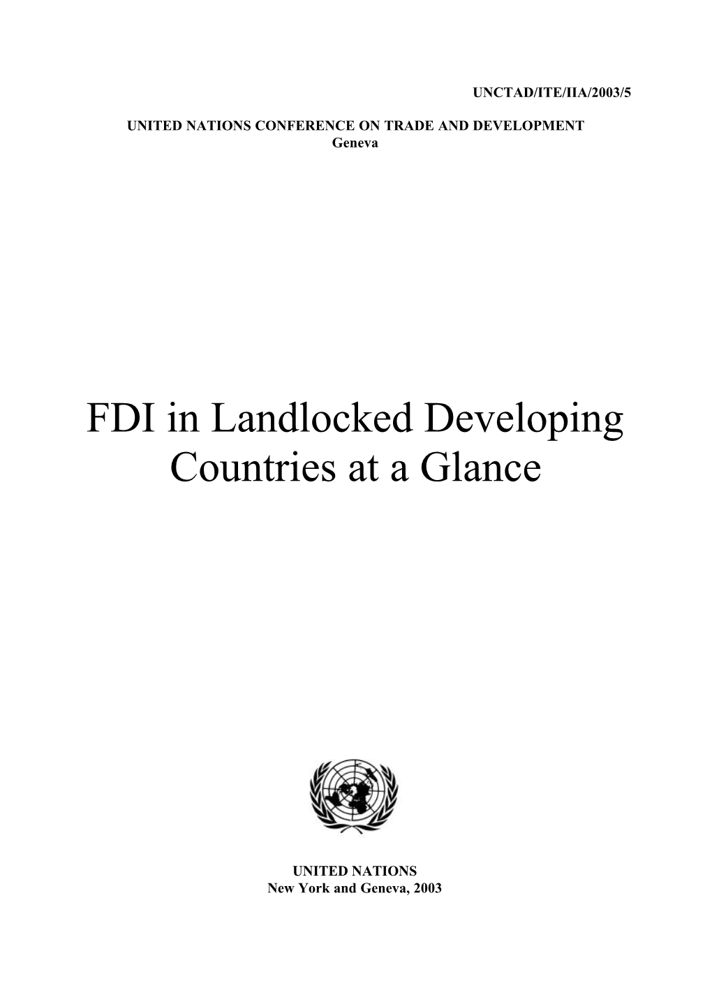 FDI in Landlocked Developing Countries at a Glance