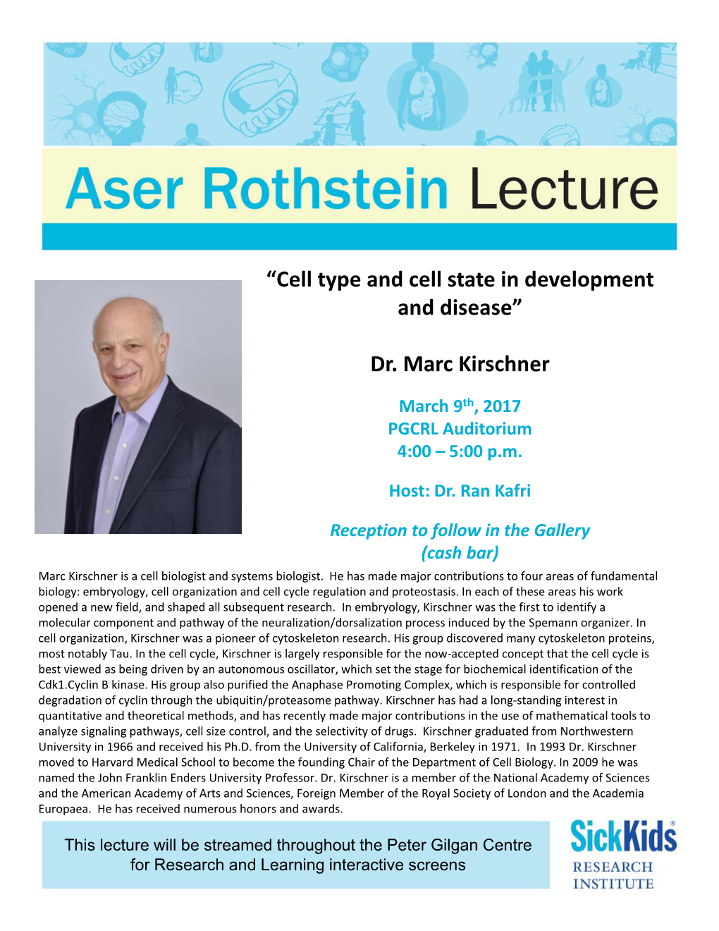 “Cell Type and Cell State in Development and Disease” Dr. Marc Kirschner