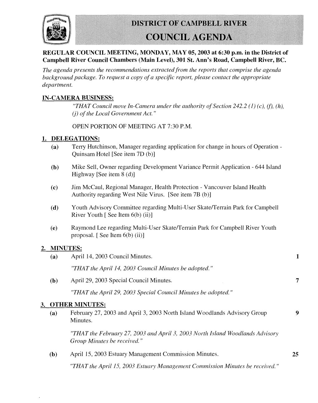 Council Agenda