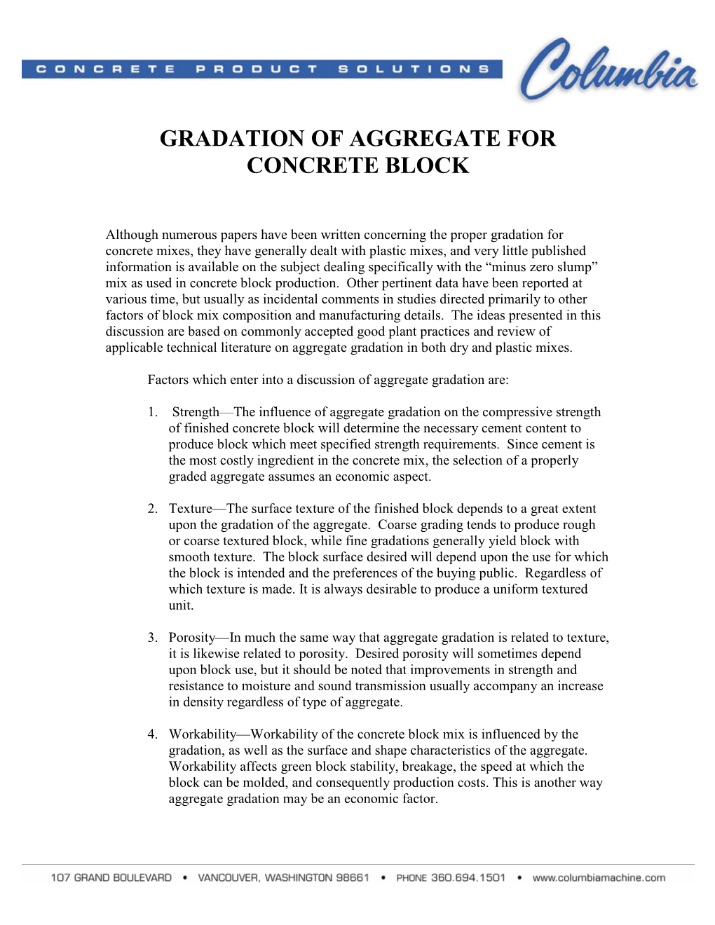 Gradation of Aggregate for Concrete Block