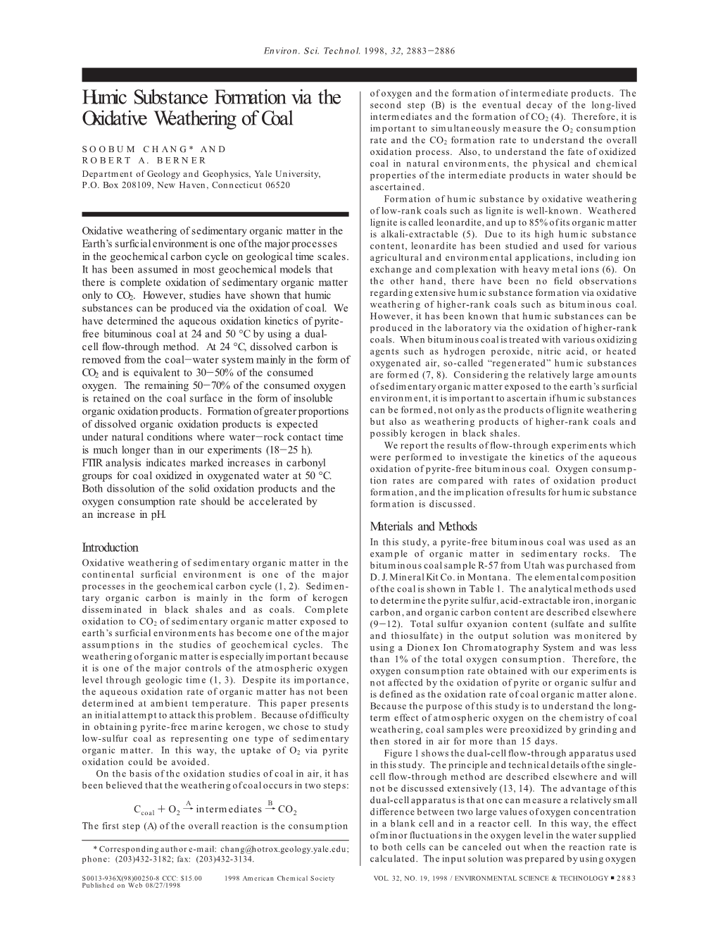 Humic Substance Formation Via the Oxidative Weathering of Coal