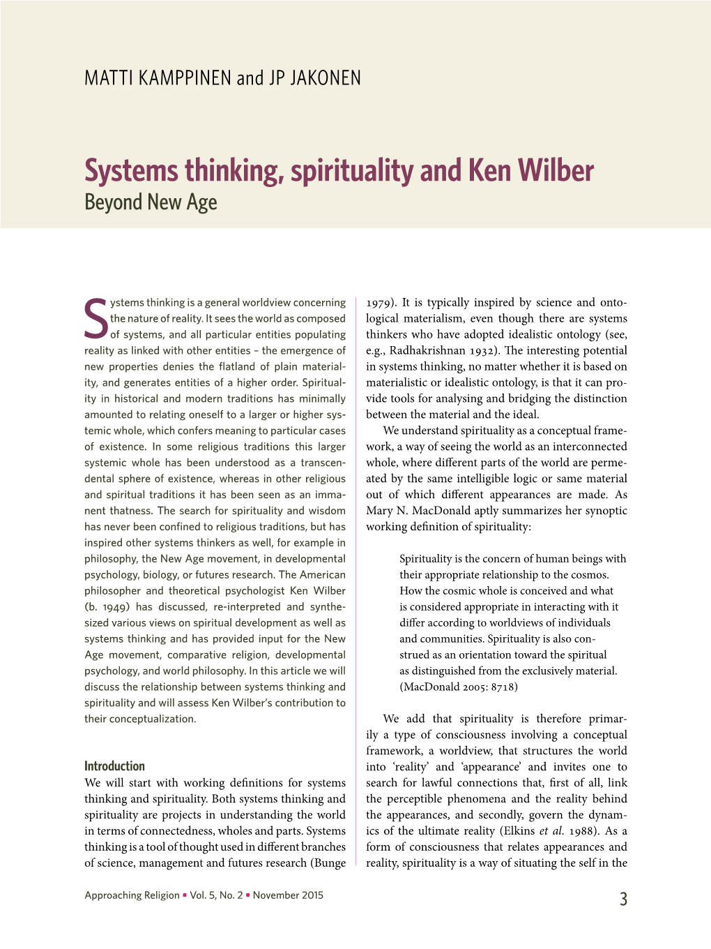 Systems Thinking, Spirituality and Ken Wilber Beyond New Age