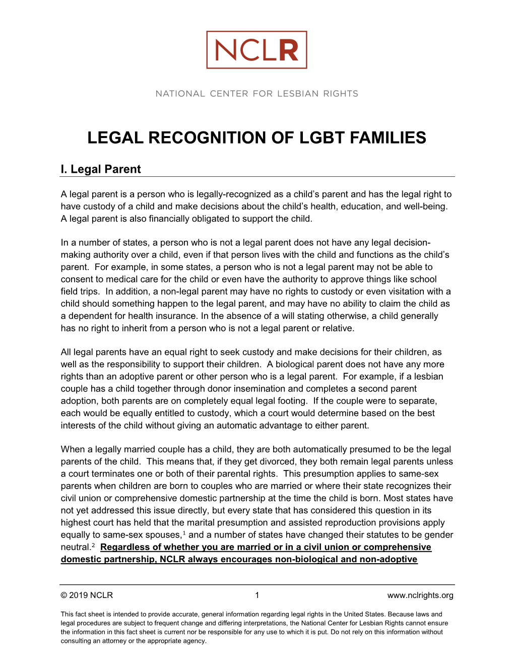 Legal Recognition of Lgbt Families