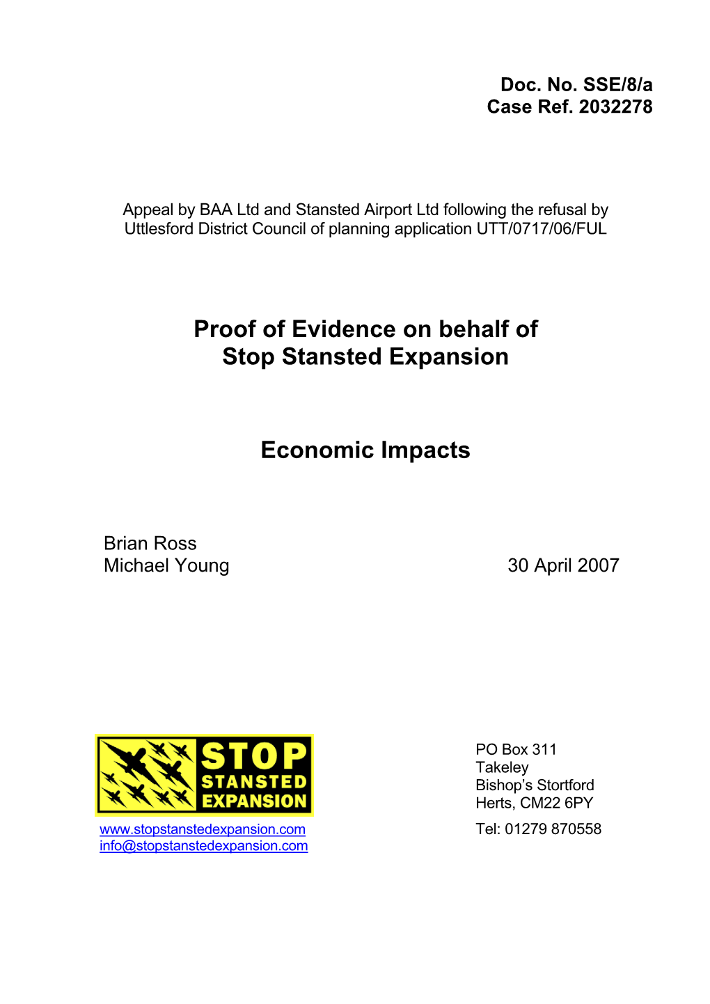 Proof of Evidence on Behalf of Stop Stansted Expansion Economic