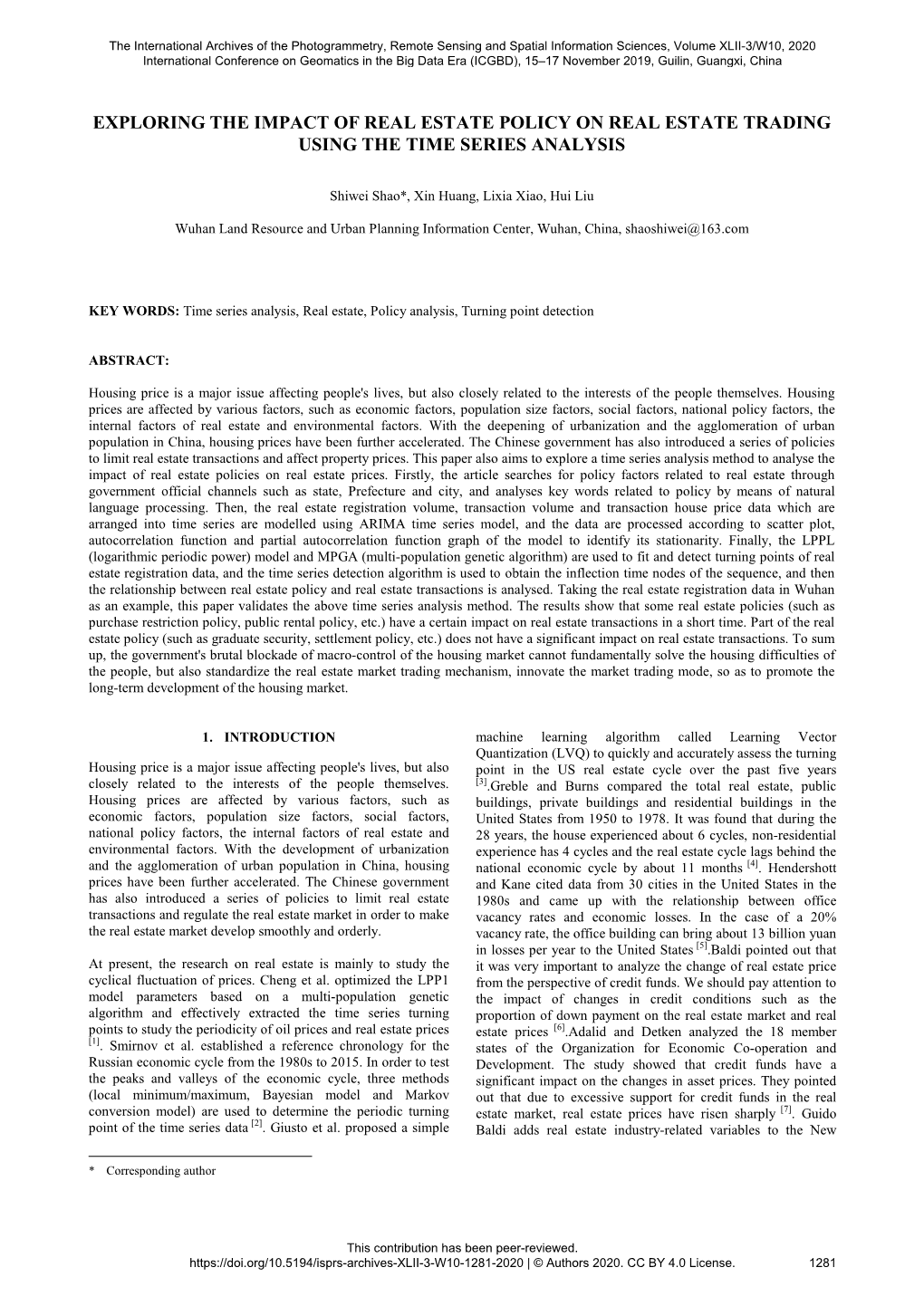 Exploring the Impact of Real Estate Policy on Real Estate Trading Using the Time Series Analysis