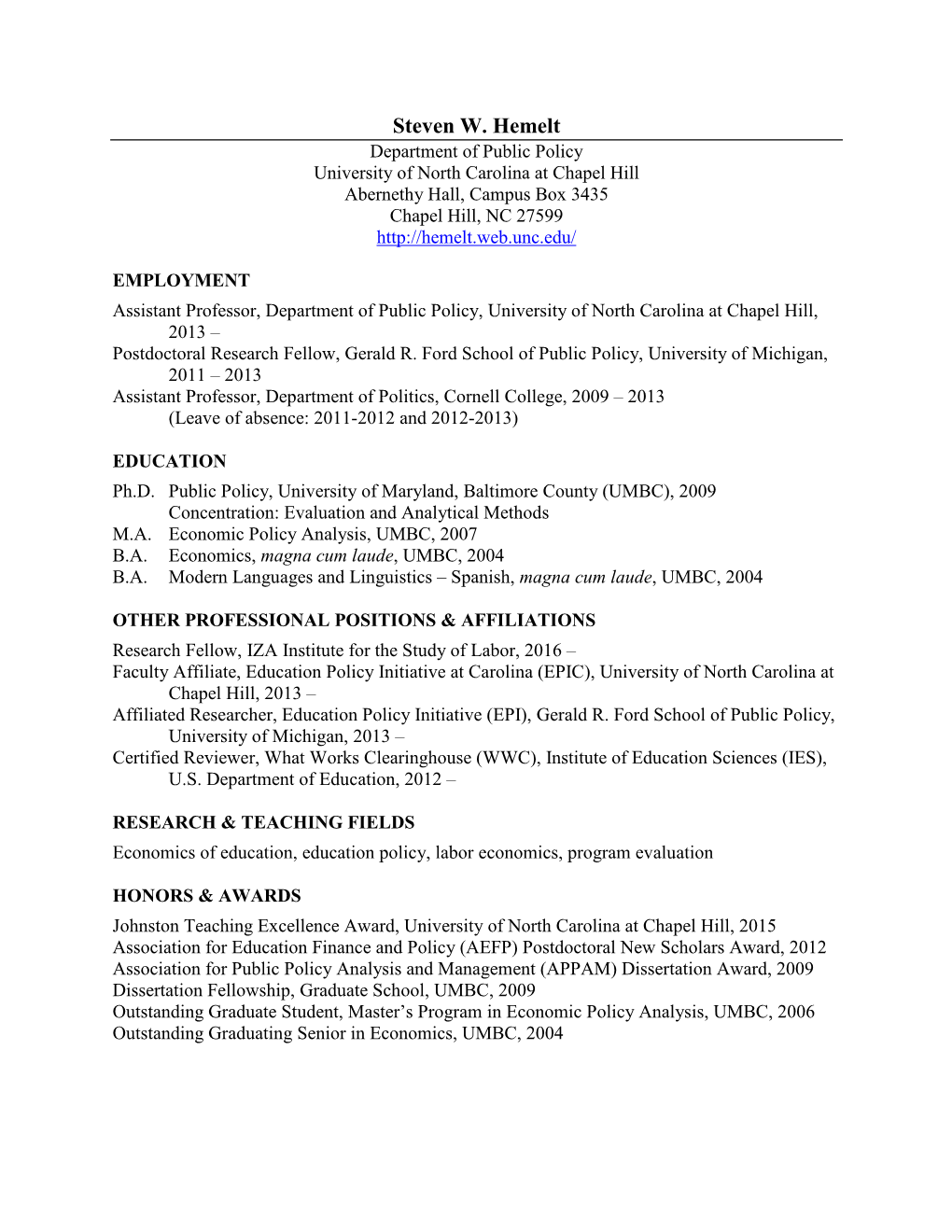 SW Hemelt CV