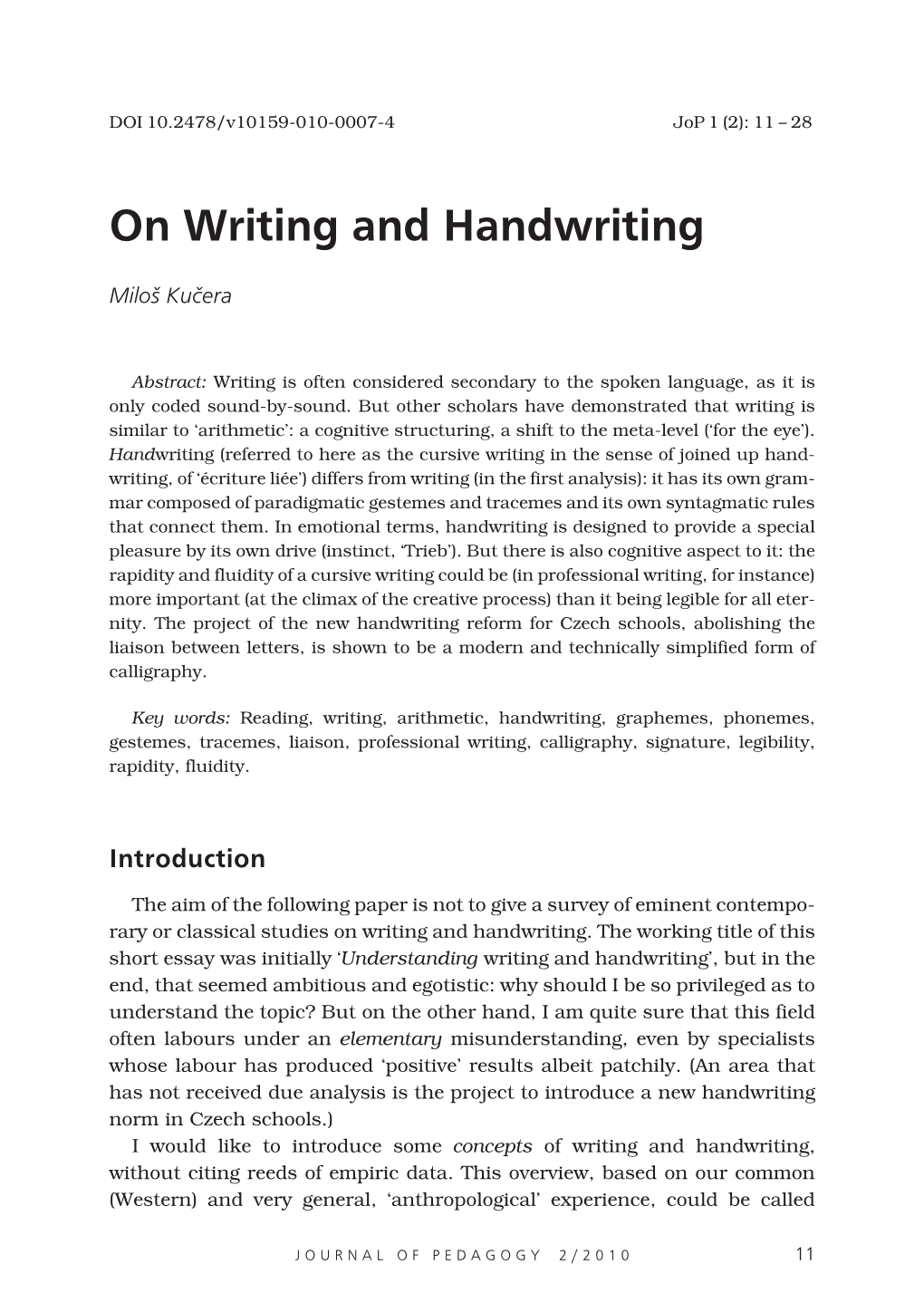 On Writing and Handwriting