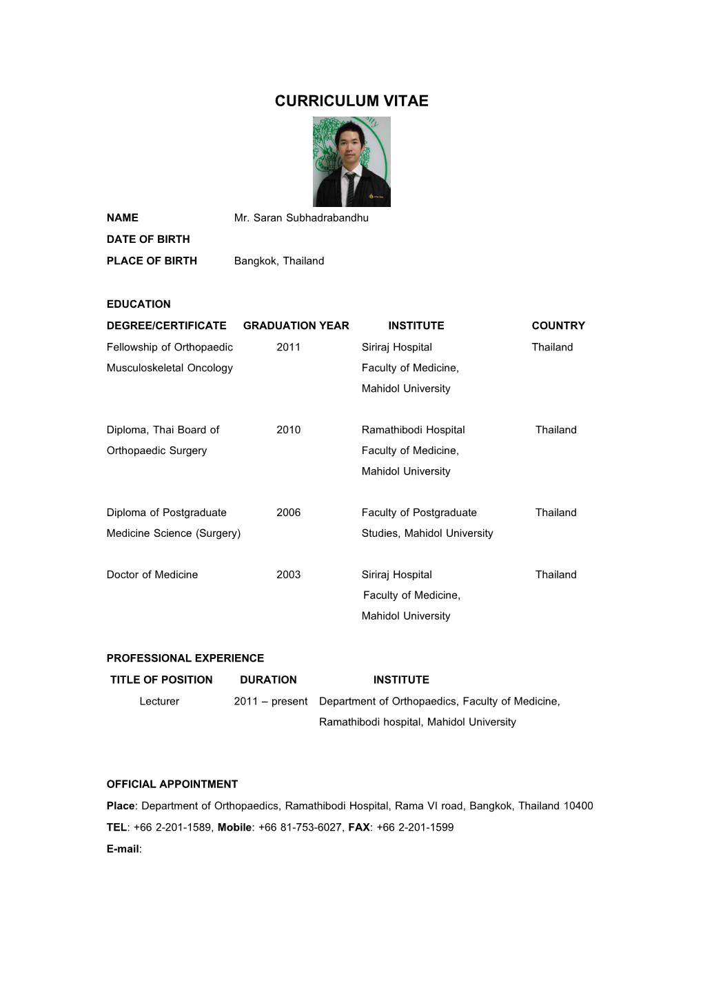 Curriculum Vitae