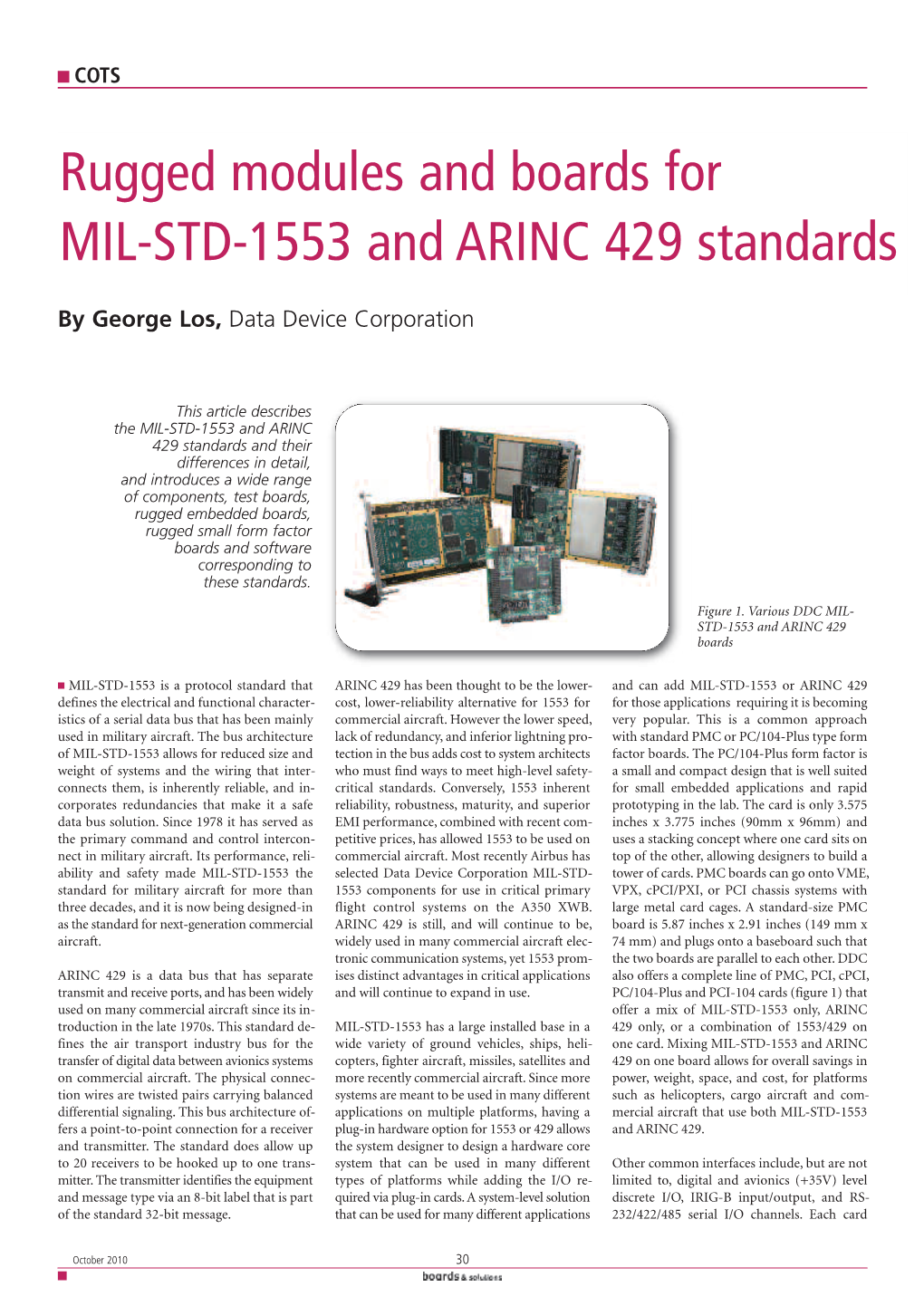 Rugged MIL-STD-1553 and ARINC 429 Boards and Solutions Article