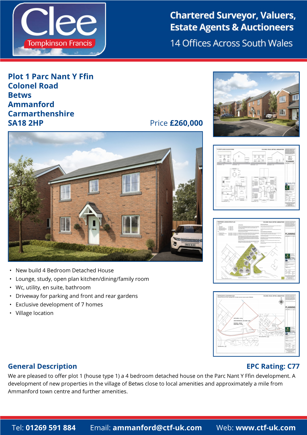 Plot 1 Parc Nant Y Ffin Colonel Road Betws Ammanford Carmarthenshire Price £260,000 SA18