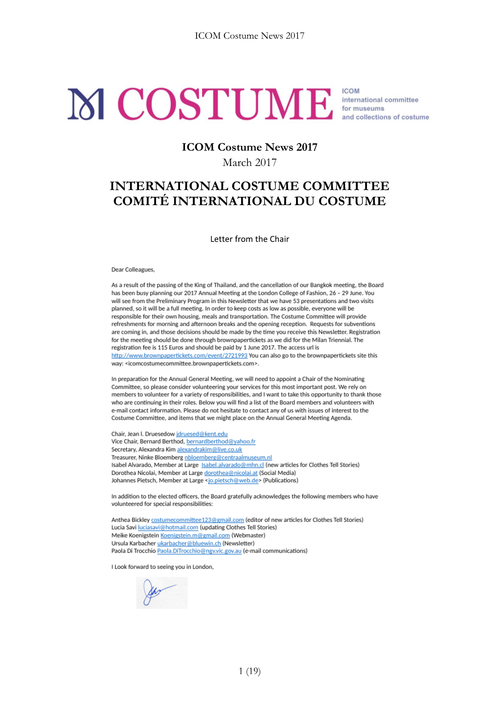 ICOM Costume Newsletter 2017:1