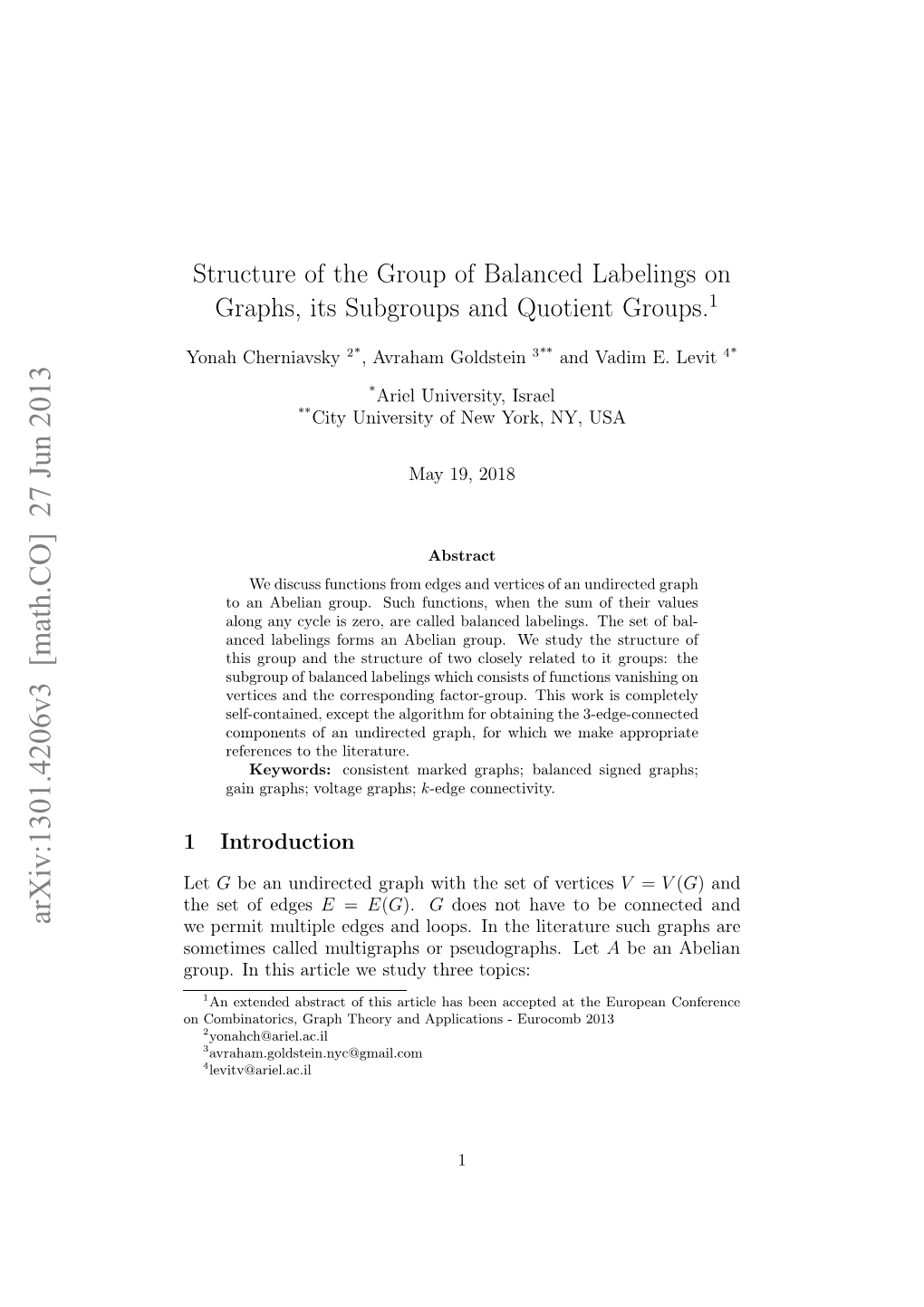 Structure of the Group of Balanced Labelings on Graphs, Its Subgroups and Quotient Groups