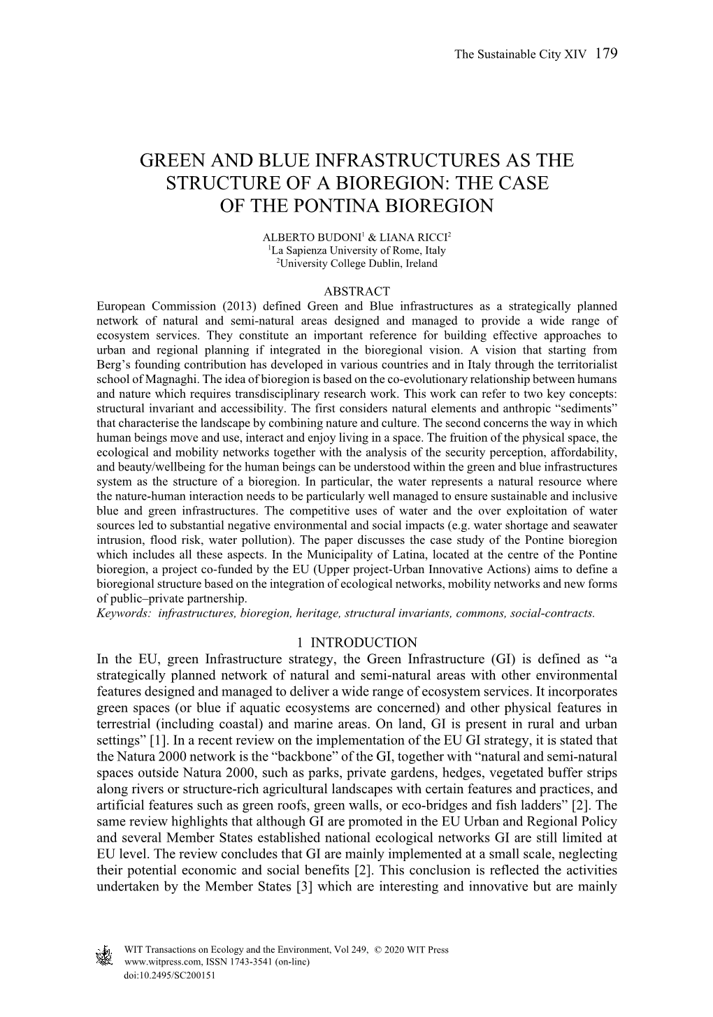 The Case of the Pontina Bioregion