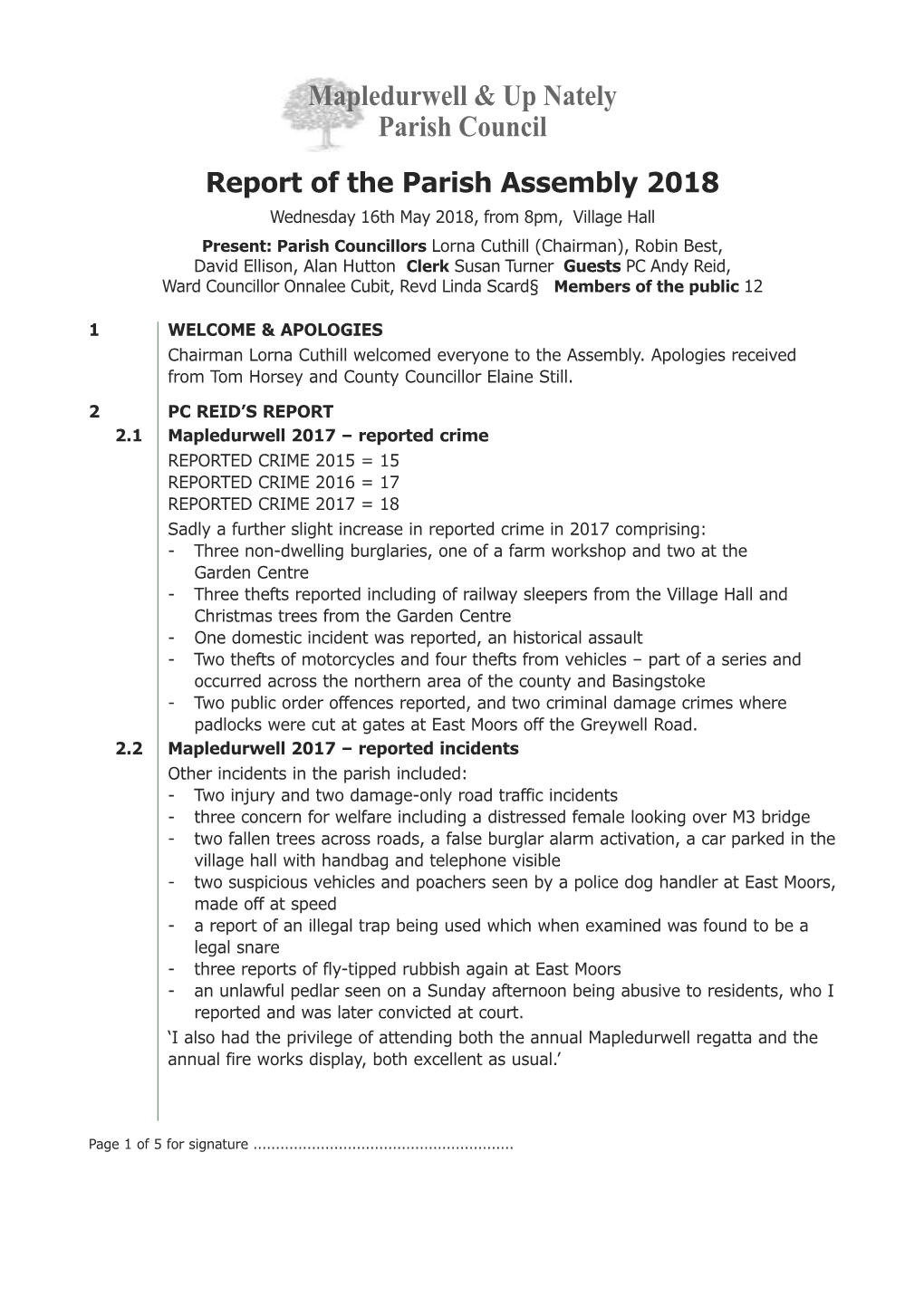 Mapledurwell & up Nately Parish Council, Basingstoke