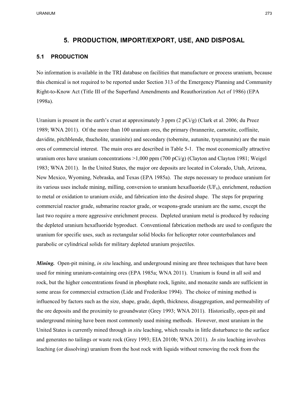 Toxicological Profile for Uranium