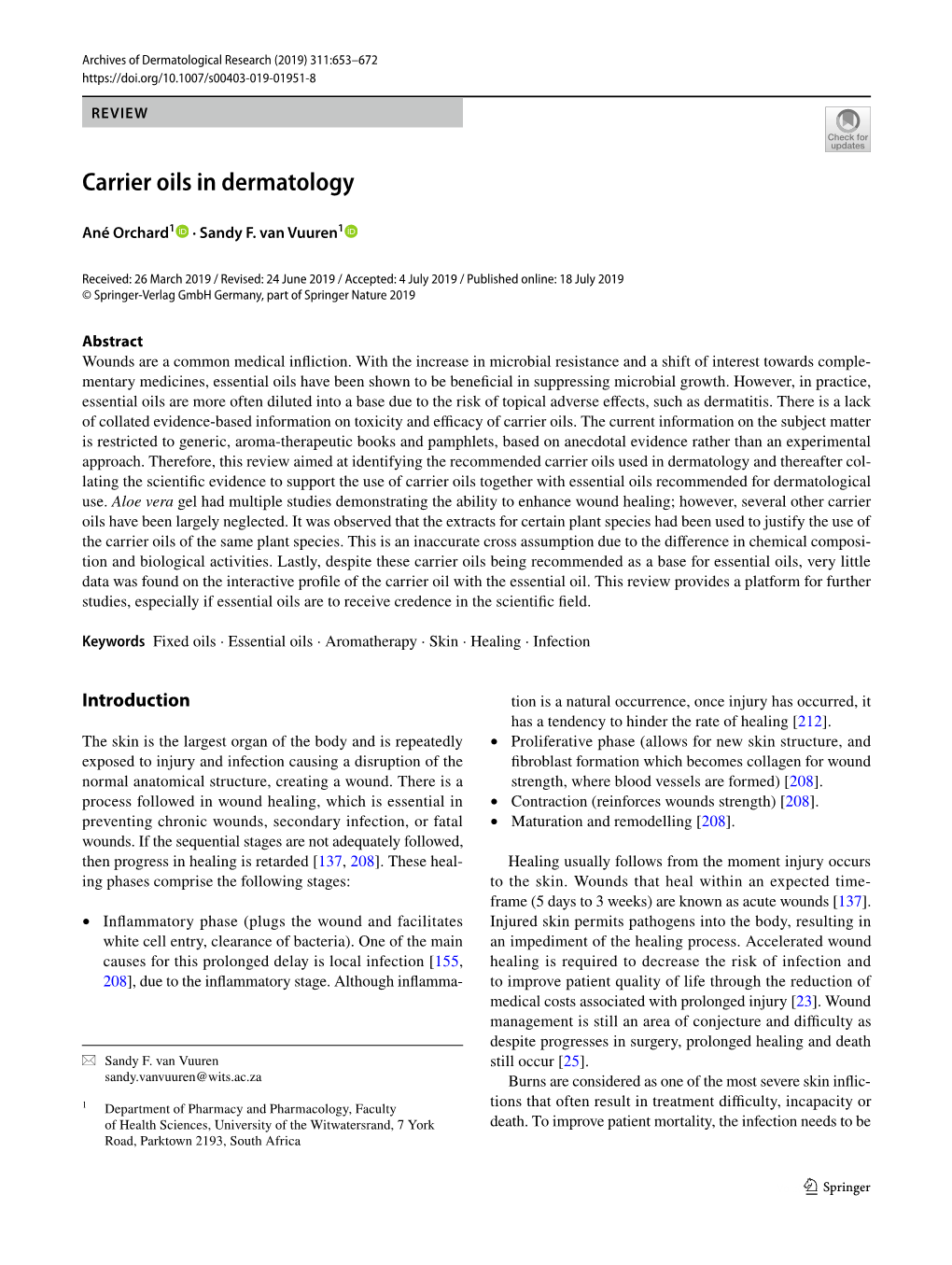 Carrier Oils in Dermatology