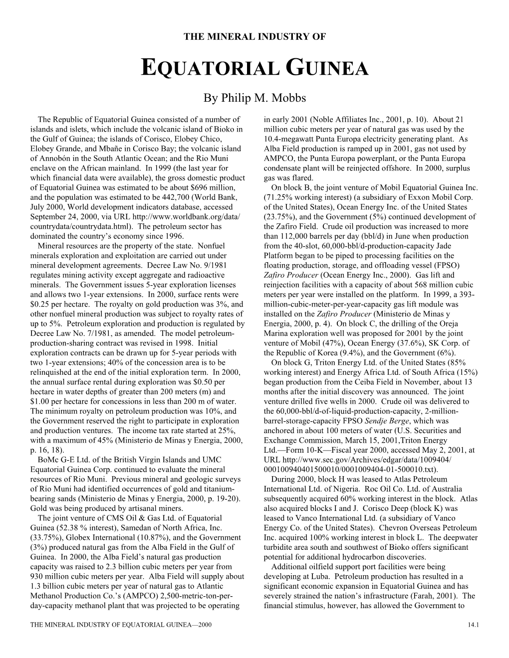 The Mineral Industry of Equatorial Guinea in 2000