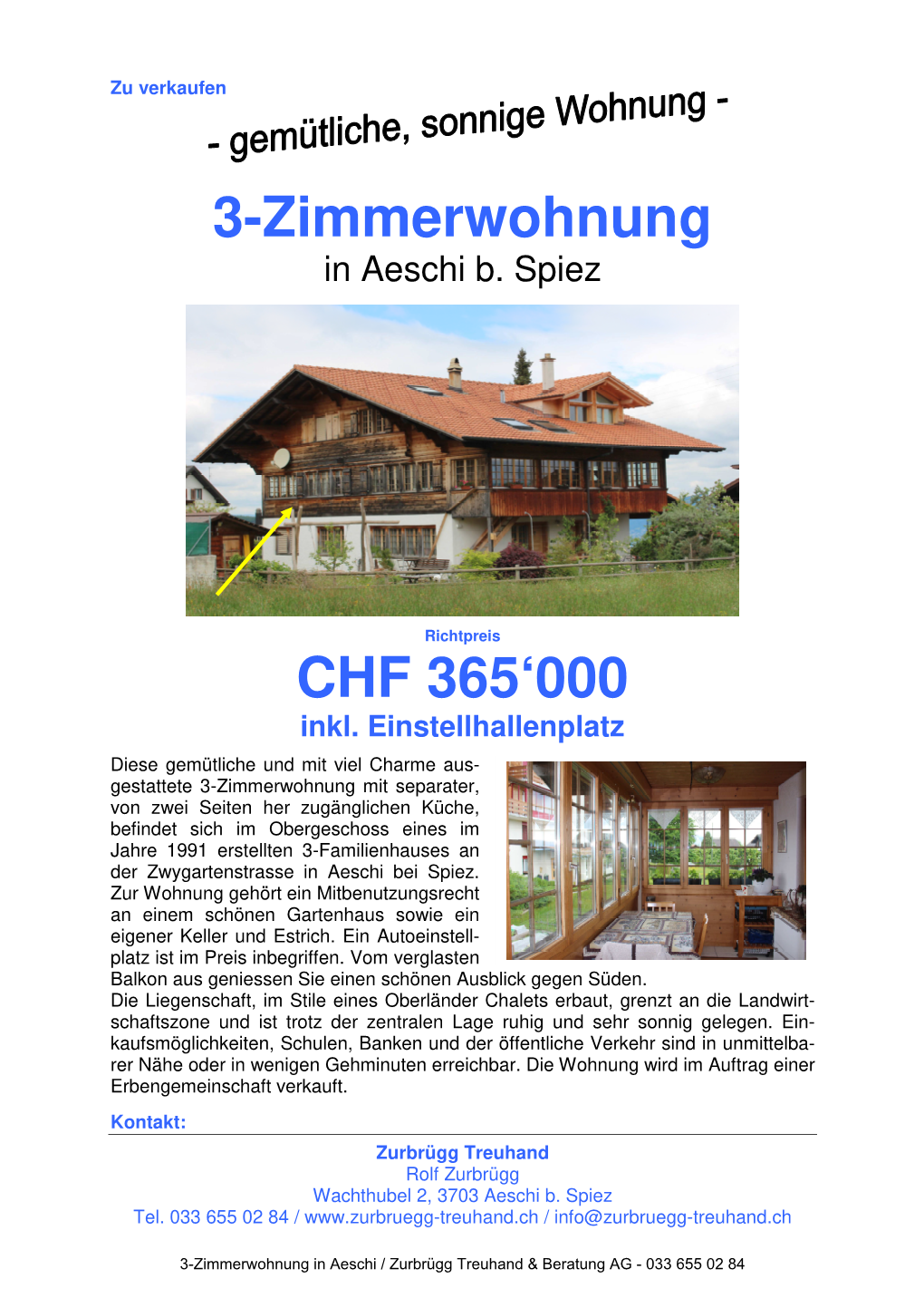 3-Zimmerwohnung CHF 365'000